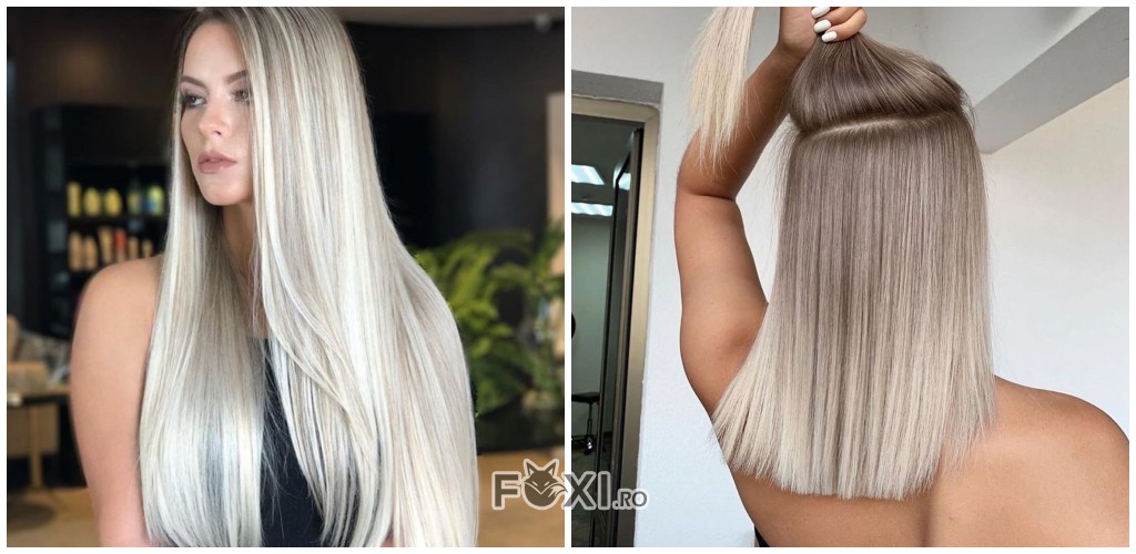 tendinte par lung blond argintiu