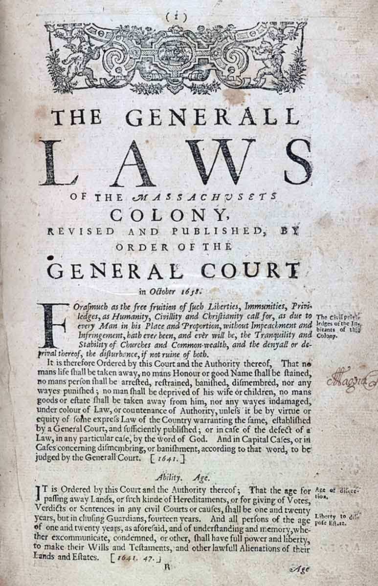 legile generale ale curtii ale coloniei golfului massachusetts