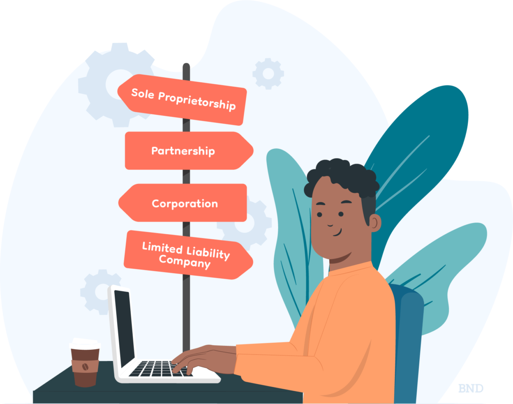 graficul unui om de afaceri care sta la un laptop langa semne