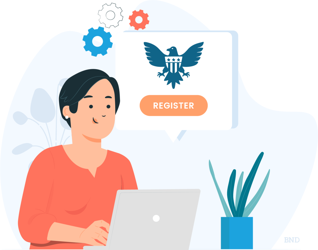 grafica a unei persoane care sta la un laptop in fata unui vultur