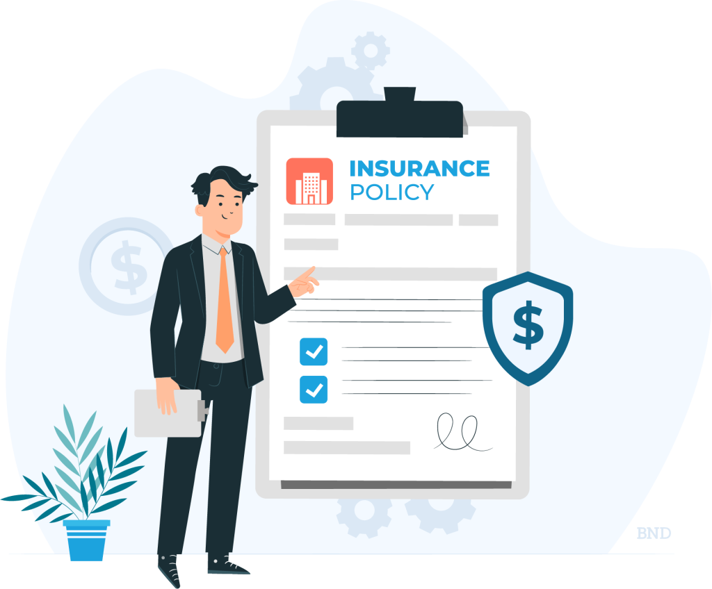 graficul unui om de afaceri intr-un costum in fata unei forme mari de asigurare