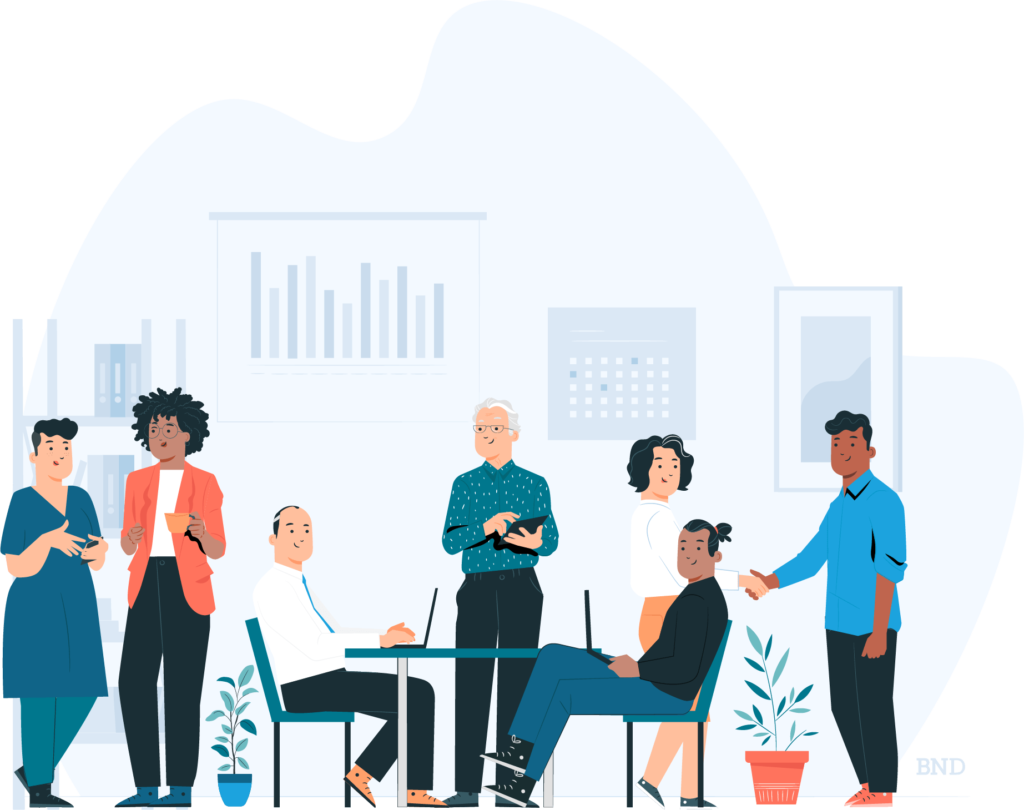 graficul unui grup de oameni de afaceri adunati in jurul unei mese